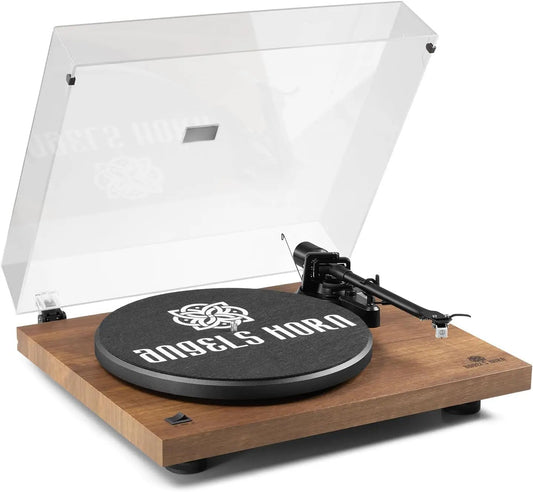 Angels Horn H002BT-OR Exceptional Quality Vintage Wooden Turntable Bluetooth Vinyl Player