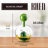 Olive Oil Dispenser Bottle 10oz Glass Cruet with Glass Olive