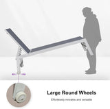 PURPLE LEAF Outdoor Chaise Lounge Chairs Set of 2 White Aluminum Lounge Chair Five-Position Adjustable Chaise with Wheels and Table for Pool Deck Patio