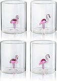 The Wine Savant Flamingo Pitcher & 4 Glasses Set Decanter