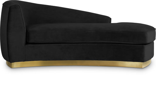 Julian Contemporary Chaise: Luxurious Velvet Design with Gold Stainless Steel Base for Modern Spaces