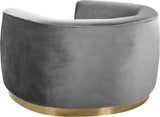 Julian Velvet Chair - Luxurious Curved Design with Gold Stainless Steel Base for Modern Elegance