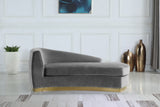 Julian Contemporary Chaise: Luxurious Velvet Design with Gold Stainless Steel Base for Modern Spaces