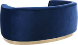 Julian Contemporary Loveseat - Luxurious Velvet Design with Stunning Gold Stainless Steel Accents