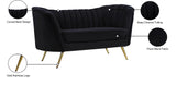 Margo Velvet Loveseat with Gold Stainless Steel Legs – Luxurious Contemporary Design for Home Elegance