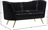 Margo Velvet Loveseat with Gold Stainless Steel Legs – Luxurious Contemporary Design for Home Elegance