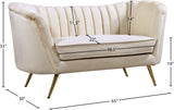 Margo Velvet Loveseat with Gold Stainless Steel Legs – Luxurious Contemporary Design for Home Elegance
