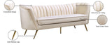 Margo Luxurious Contemporary Sofa with Gold Legs, Curved Back Design for Modern Home Elegance