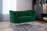 Margo Velvet Loveseat with Gold Stainless Steel Legs – Luxurious Contemporary Design for Home Elegance