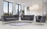 Margo Velvet Loveseat with Gold Stainless Steel Legs – Luxurious Contemporary Design for Home Elegance