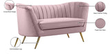 Margo Velvet Loveseat with Gold Stainless Steel Legs – Luxurious Contemporary Design for Home Elegance