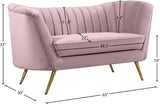 Margo Velvet Loveseat with Gold Stainless Steel Legs – Luxurious Contemporary Design for Home Elegance
