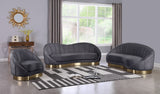 Shelly Velvet Contemporary Chair - Elegant Shell Design with Brushed Gold Base for Modern Spaces