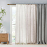 Linen Blend Light Filtering Curtain Panel Pair, White