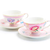 Pink Flower Garden 7oz Porcelain Tea Cup Set