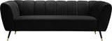 Beaumont Velvet Sofa - Luxurious Black Upholstery with Gold-Tipped Legs & Deep Tufted Comfort Design