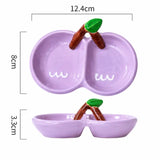 Cute Cherry Ceramic Double Dip Sauce Dish Bowl