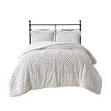 Chevron Faux Fur Comforter/Duvet Cover Set, Grey