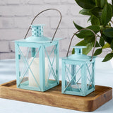 Luminous Blue Lantern Tea Light Holder - Medium