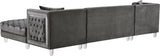Moda Luxurious Contemporary 3-Piece Sectional Sofa with Double Chaise and Acrylic Lucite Legs
