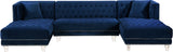 Moda Luxurious Contemporary 3-Piece Sectional Sofa with Double Chaise and Acrylic Lucite Legs