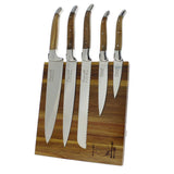Laguiole Olivewood 5pc Knife Set & Magnetic Display