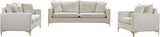 Naomi Contemporary Loveseat with Plush Velvet Comfort and Customizable Gold & Chrome Legs for Style