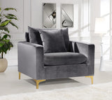 Naomi Velvet Chair – Luxurious Contemporary Design with Customizable Legs and Cozy Pillows Included