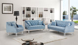 Roxy Contemporary Chair: Elegant Velvet Seating with Deep Button Tufting and Chic Acrylic Legs