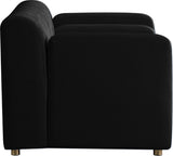 Naya Velvet Chair - Modern Deep Channel Tufted Design with Gold Metal Legs for Chic Living Spaces
