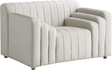 Naya Velvet Chair - Modern Deep Channel Tufted Design with Gold Metal Legs for Chic Living Spaces