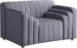 Naya Velvet Chair - Modern Deep Channel Tufted Design with Gold Metal Legs for Chic Living Spaces