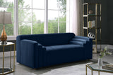 Naya Contemporary Loveseat with Deep Channel Tufting and Gold Metal Legs for Modern Living Spaces