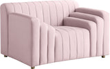 Naya Velvet Chair - Modern Deep Channel Tufted Design with Gold Metal Legs for Chic Living Spaces