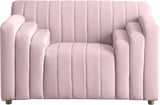 Naya Velvet Chair - Modern Deep Channel Tufted Design with Gold Metal Legs for Chic Living Spaces