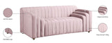 Naya Contemporary Loveseat with Deep Channel Tufting and Gold Metal Legs for Modern Living Spaces