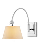 Ashby Nickel Swing-Arm Wall Sconce, White Shade