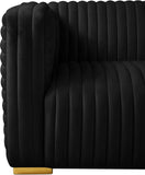 Ravish Contemporary Chair with Deep Channel Tufting and Gold & Chrome Legs for Modern Living Spaces