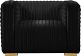 Ravish Contemporary Chair with Deep Channel Tufting and Gold & Chrome Legs for Modern Living Spaces