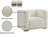 Ravish Contemporary Chair with Deep Channel Tufting and Gold & Chrome Legs for Modern Living Spaces