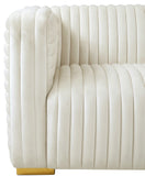 Ravish Contemporary Chair with Deep Channel Tufting and Gold & Chrome Legs for Modern Living Spaces
