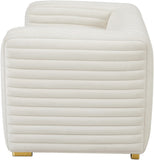 Ravish Contemporary Chair with Deep Channel Tufting and Gold & Chrome Legs for Modern Living Spaces