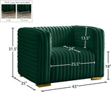 Ravish Contemporary Chair with Deep Channel Tufting and Gold & Chrome Legs for Modern Living Spaces