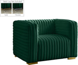 Ravish Contemporary Chair with Deep Channel Tufting and Gold & Chrome Legs for Modern Living Spaces