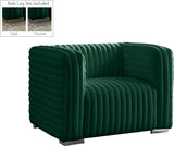 Ravish Contemporary Chair with Deep Channel Tufting and Gold & Chrome Legs for Modern Living Spaces