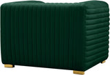 Ravish Contemporary Chair with Deep Channel Tufting and Gold & Chrome Legs for Modern Living Spaces