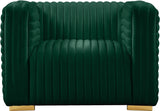Ravish Contemporary Chair with Deep Channel Tufting and Gold & Chrome Legs for Modern Living Spaces