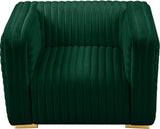 Ravish Contemporary Chair with Deep Channel Tufting and Gold & Chrome Legs for Modern Living Spaces