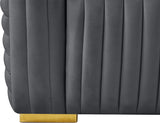 Ravish Contemporary Chair with Deep Channel Tufting and Gold & Chrome Legs for Modern Living Spaces