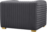Ravish Contemporary Chair with Deep Channel Tufting and Gold & Chrome Legs for Modern Living Spaces